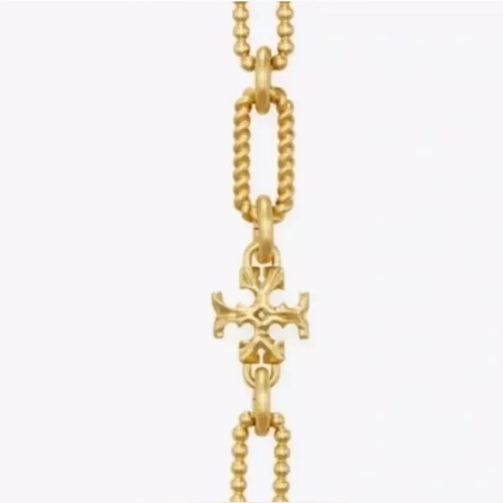 🆕 Authentic Tory Burch Gold Plated Roxanne Double-T Rope Chain Bracelet